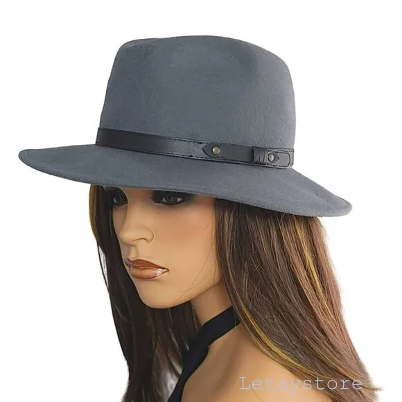 NWT CINTELLI & GALLUZZO Italy Wool Leather Trim Felt Fedora Hat